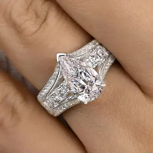 Women's 5A Cubic Zirconia Bridal Engagement Ring - Maxine 3.0ct Pear Cut Solitaire Ring, Travel Jewelry, Perfect Proposal Gift for Daily Wear, Anniversary