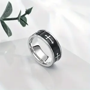Classic Cross Corrosion Blackened Ring for Men in Western Fashion, a Versatile Accessory That Is Durable And Suitable for Everyday Wear Or As a Gift