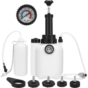 3L Brake Bleeder Kit, Brake Bleeder Vacuum Pump Kit, Pneumatic Braking Hemorrheder Kit, One Man with 1L Brake Hemorrrheder Bottle, 2 Brake Hoses and 4 Master Cylinder Adapters (Black)