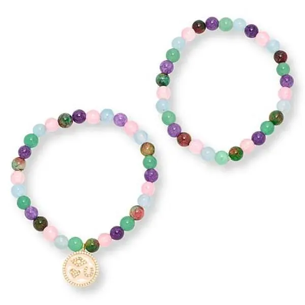 Rarities Fine Jewelry Rarities Set of 2 Gemstone Bead Stretch Bracelets