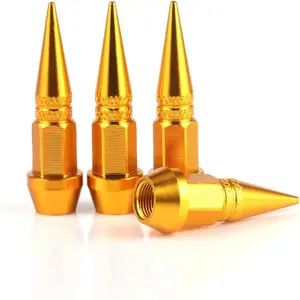 4PCS Golden Yellow Valve Stem Caps: 45mm Spiked Aluminum – Dustproof for Trucks, Bikes, Motorcycles & More motorcycle tire motorcycle tire tire  tech