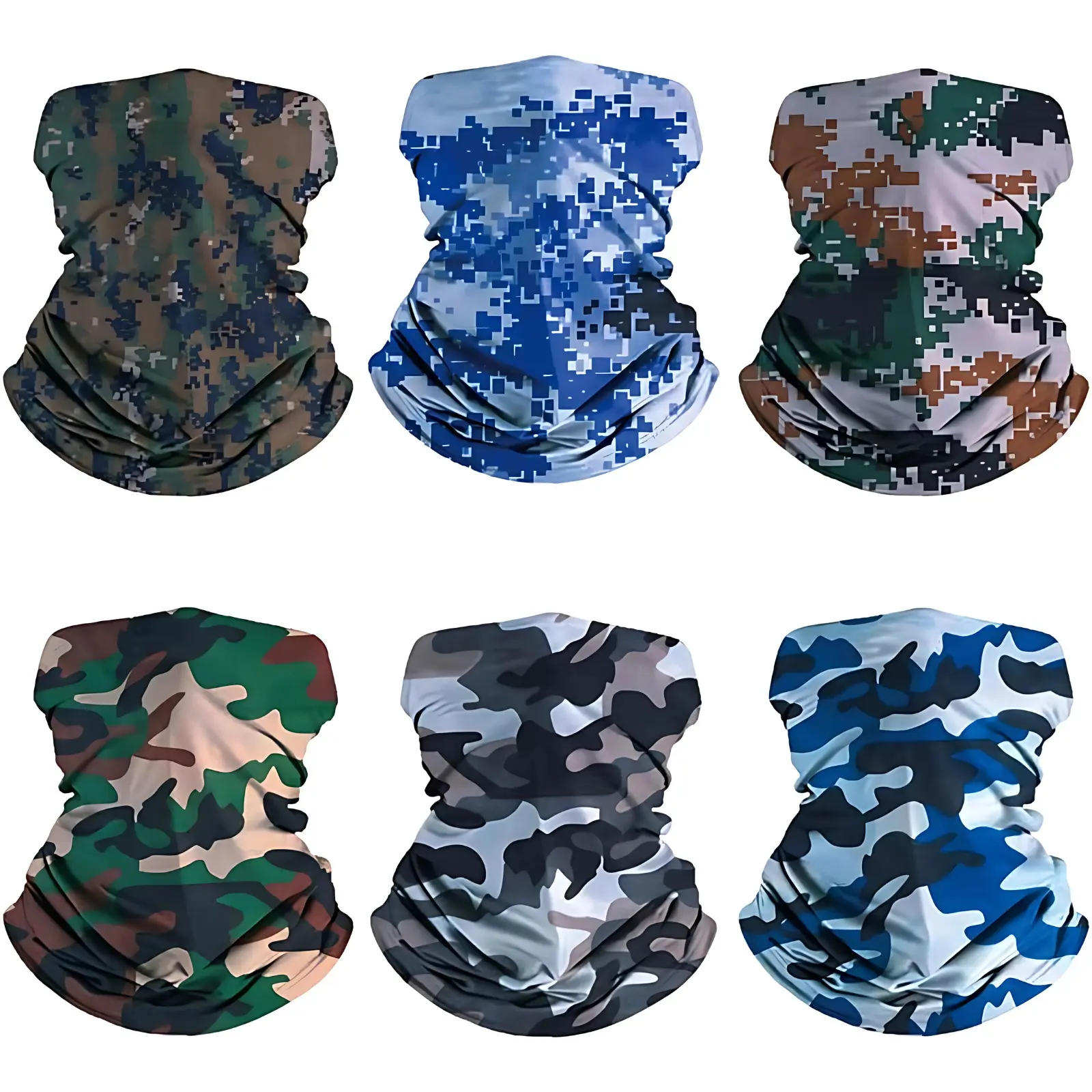 6 Pack Neck Gaiter Balaclava Face Mask for Men and Women UV Protection Breathable Cycling Mask Multi Use Gator Headband