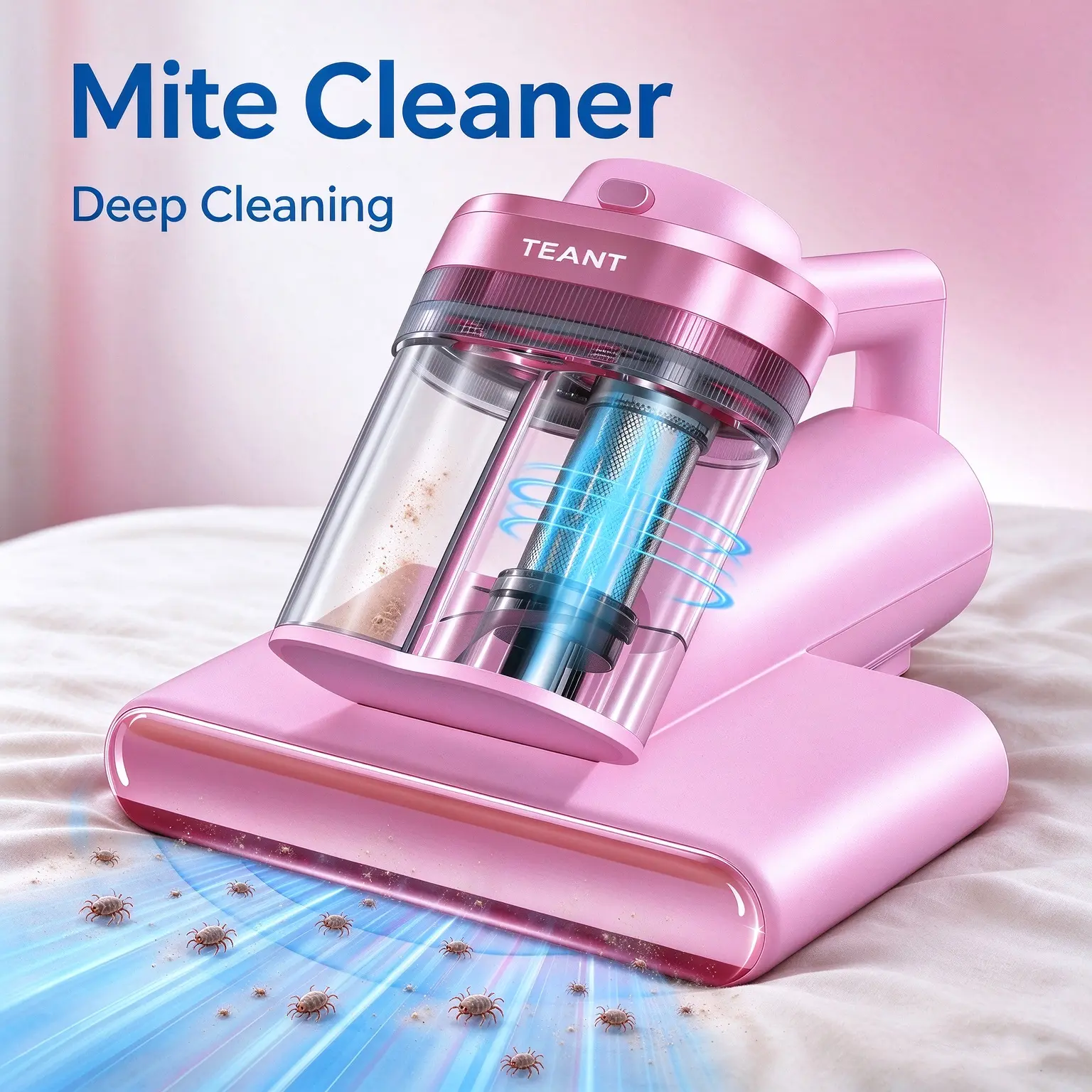 Teant Handheld Vacuum Cleaner - 16kPa Deep Suction, UV-C Sterilization Mattress Vacuum Cleaner, 149°F Hot Air, LED Display, Aroma Tablet Freshness, Anion, 99.97% HEPA Filter, Auto-Stop Safety  Portable Dust Collector for  Bed, Sofa,Living Room, Pet Hair