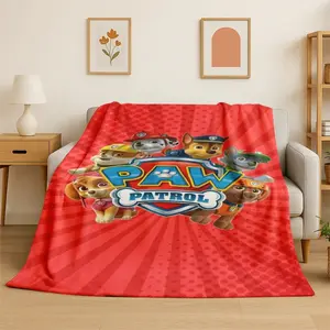 Cartoon Paw Patrol Cute Dog Flannel Blanket Soft Warm Kids Bedding Hero Pups Throw For Bedroom Living Room Bed Travel Camping Picnic Gift For Boys Girl