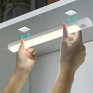 Smart Human Motion Sensor LED Strip Light, Self-Adhesive Rechargeable Cabinet Wardrobe Drawer Night Light, Wall Mount Low Voltage Fixture