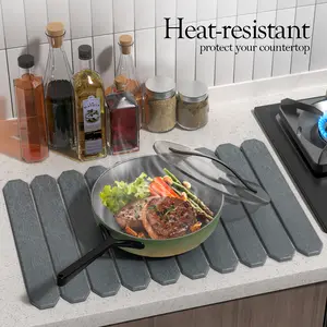 Large Stone Dish Drying Mat 24"x16" for Kitchen Counter Fast Drying Quick Drainage Coasters Diatomaceous Earth Collapsible Easy Clean Multifunctional