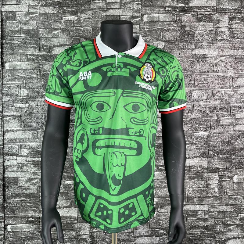 1998 World Cup Mexico National Team Away Long Sleeve Retro Soccer Jersey Black