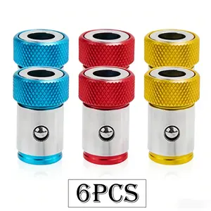 6pcs Screwdriver Head Magnetic Ring, Metal Magnet Screw Ring Removable Screw Driver Magnetizer Ring Holder for 1/4in Hex Screwdriver Head and Power Bits，tools，tools for mechanics，tools and gadgets for him