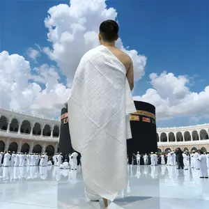 Set of 2 Ihram Garments for Men - Lightweight And Quick-Drying Bath Towel, Made from Ultra-Fine Fibers, Suitable for Islamic Pilgrimage Attire for Umrah, As Well As Spa Use - Easy to Clean Travel Towel