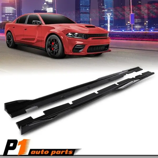 Glossy Black Widebody Side Skirts & Rear Trunk Spoiler, Car Accessories & Auto Replacement Parts for 2015-2023 Dodge Charger Vehicle Panel Splitter