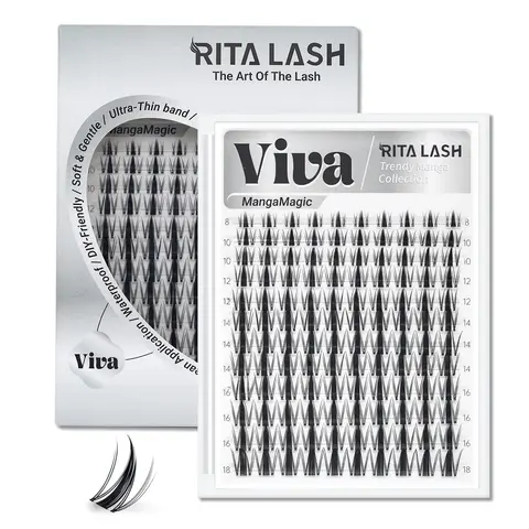 Viva RITALASH MangaMagic Collection Upgrade U Lashes, Ultra-Dense Waterproof Long-Lasting Lashes with Fashion Wet Look, Beginner-Friendly DIY Cluster Eyelashes, DIY Volume Lashes, for a Voluminous Look, Must-Have Cosmetic Eyelash Extensions