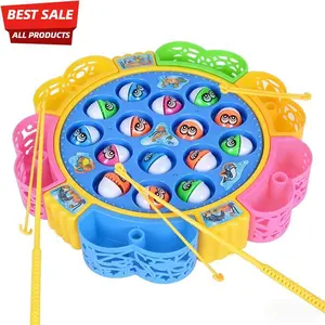 Kids Rotating Fishing Board Game - Battery-Operated Interactive Toy with Music, 3+ Years Educational Early Learning Set, Parent-Child Indoor Screen-Free Entertainment, Ideal Birthday/Holiday Gift (Toys & Hobbies Pretend Play)