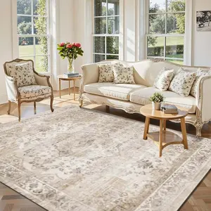 Medallion Vintage Design Decorative Rug, Easy Clean Indoor Outdoor Printed Carpet, Soft Durable, Ideal for Living Room Bedroom Dining Hallway Entrance