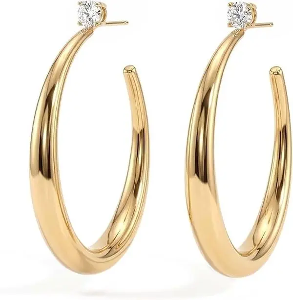 Gold Hoop Earrings for Women Luxury Matte Large Hoops Earring Gold-Plated Hoops with S925 Silver Pins Chunky Delicate Earrings Elegant Thick Circle Earring Classic Statement Ear Jewelry