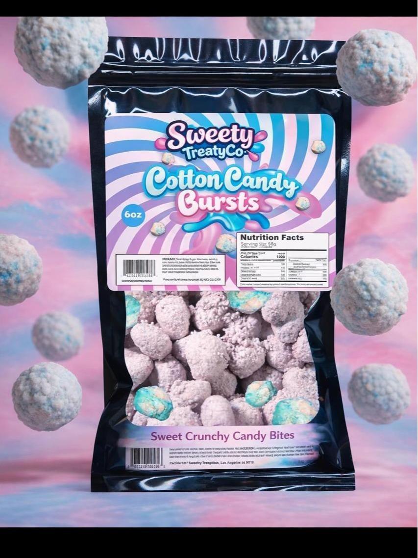 SweetyTreatyCo Cotton Candy Burst Bites 6oz – Sweet Viral Crunchy Candy Snack SweetyTreatyCo Cotton Candy Burst Bites 6oz – Sweet Viral Crunchy Candy Snack