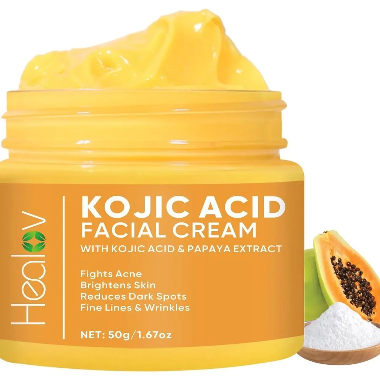 Kojic Acid Cream – Skin Brightening Cream for Age Spots, Hyperpigmentation, Intimate Areas – Dark Spot Remover, Reduces Acne, Scars, and Evens Tone – Kojic Acid Lotion for Brighter, Glowing Look