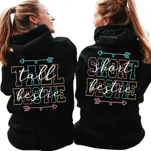 Made in USA,(Sold Individually) Tall Short Best Friend Matching Design Unisex Hoodie, Graphic Besties BFF Duo Outfit,  Gift for Best Friends