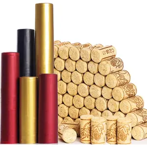 200 count  Bottle Corks and Seals, 100 Count   Corks and 3 Colors (Red, Black, ) 100 Count PVC Heat Shrink Capsules for  Bottles, Size 8 Straight Cork Stopper