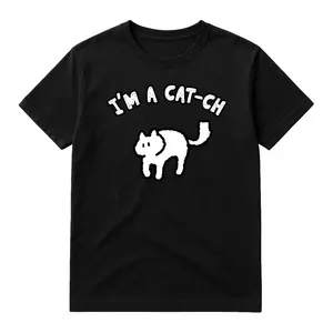 "I'M A CAT-CH" T-shirt - Soft Breathable Cotton Tee with Vivid Print for Daily Wear Gifting or Streetwear Unisex Minimalist Crewneck Top Casual