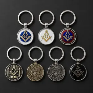 Freemason Masonic Keychain Collection Square & Compass Metal Key Ring Buy Single or Complete Set