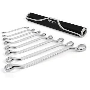 50- Offset Wrench Set, SAE, Double Box End Wrench Set, 8-, 1/4'' to 1-1/4'', 12 Point, CR-V Steel, with Easy Hang Rolling Pouch