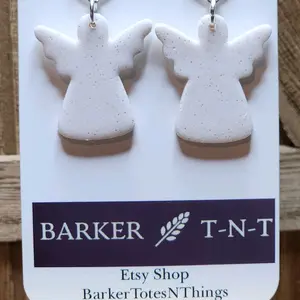 Angel Polymer Clay Earrings with White Sparkles and Silver Plated Stainless Steel Post for Women - Perfect for Any Occasion
