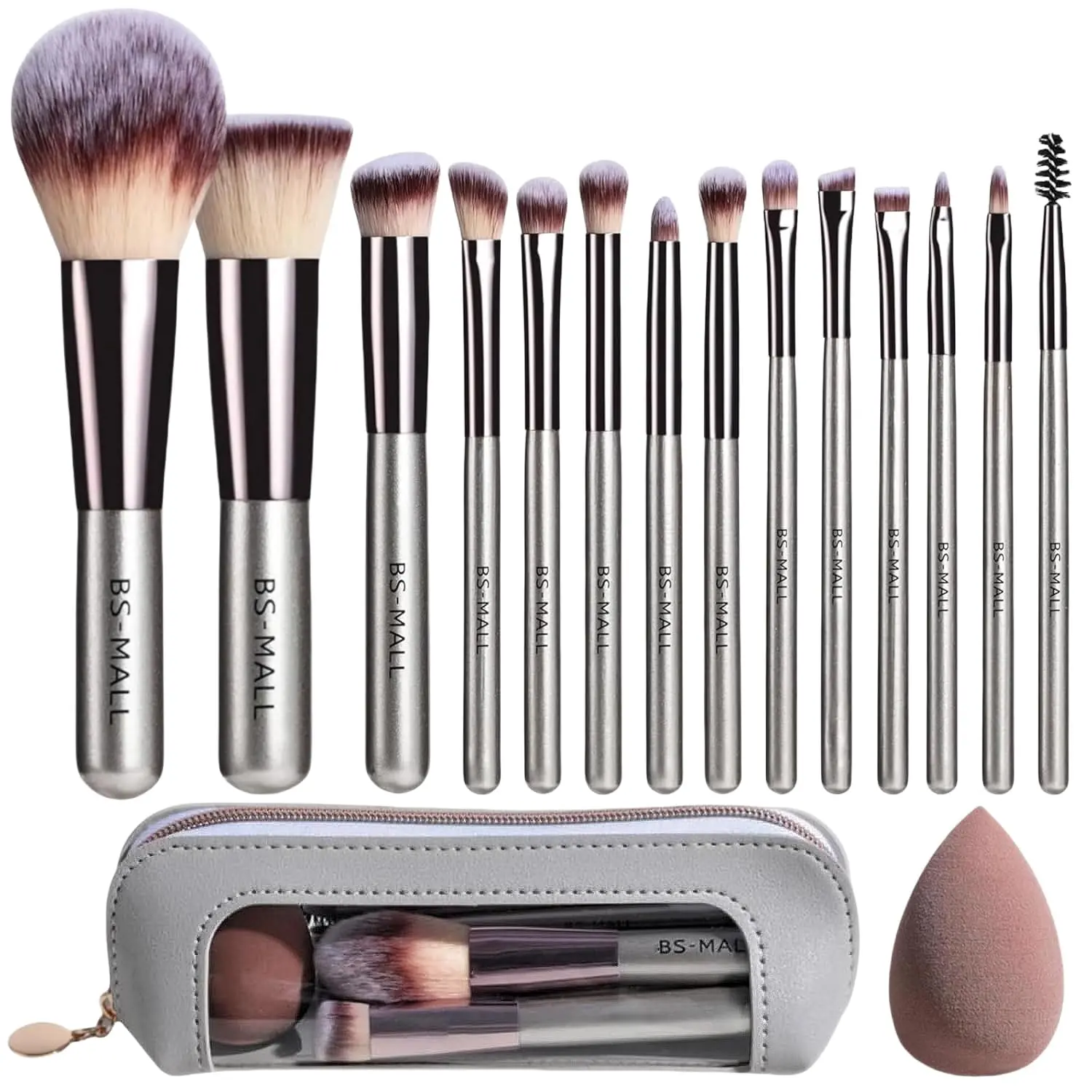 Travel Makeup Brush Set -14 PCS Professional Makeup Brushes with Case & Sponge for Foundation, Concealer, Powder, Blush & Eyeshadow, Soft Synthetic Brush Kit for Women, Beginners & Travelers