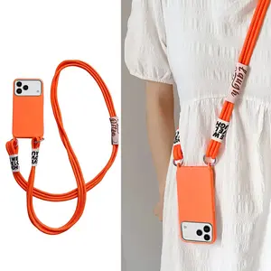 Luxury Strap Lanyard Phone Case For iPhone 17 Pro Max 17 Air Candy Color Soft Silicone Cover Phone Sling