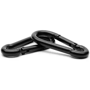 Black & Silver Zinc-Galvanized Heavy Duty Bushcraft Carabiner Spring Snap Clip Link Hooks 200-500lb Load 2, 6 & 12 Packs