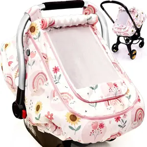 Baby Car Seat Cover,YVMVDV Patented Cold Weather Carseat Cover for Babies,Infant Car Seat Cover Canopy for Boy Girls, Keeps Babies Warm and Cozy (Rainbow)