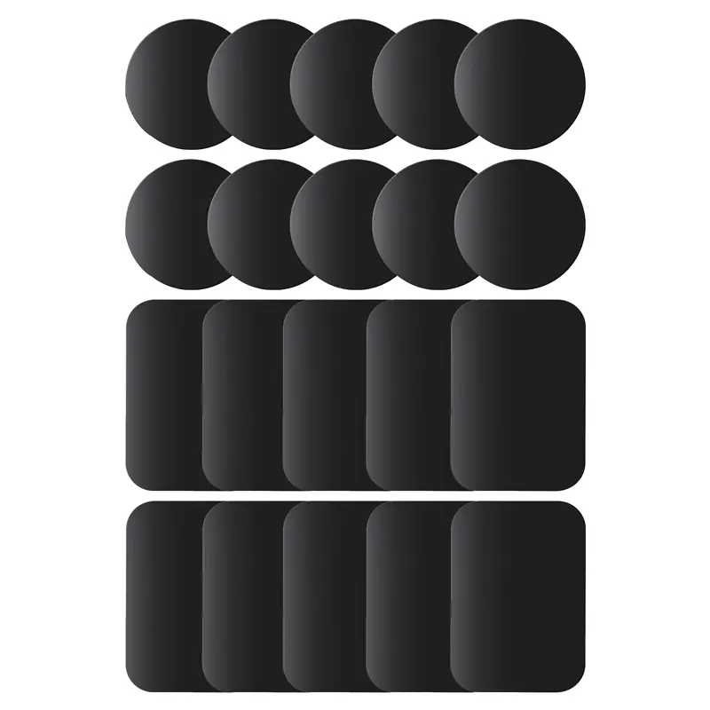 metal plate 20 Pack Mount Metal Plate with Adhesive for Magnetic Cradle-Less Mount 10 Rectangle and 10 Round (Compatible with Magnetic mounts) (Black) Phone Grip Holder Phone Clip Cellphone Installation