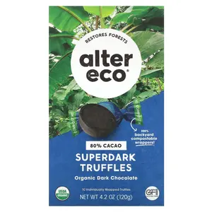 Alter Eco Organic Dark Chocolate Truffles, Superdark, 80% Cacao, 10 Truffles, 4.2 oz (120 g)