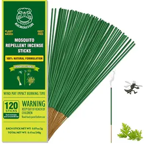 KICKOUTOR Mosquito Repellent Outdoor Patio 120 PCS Citronella Oil Mosquito Incense Sticks Natural Organic Mosquito Barrier Mosquito Repeller for Backyard Travel Camping Indoors Gnat Mosquito Control