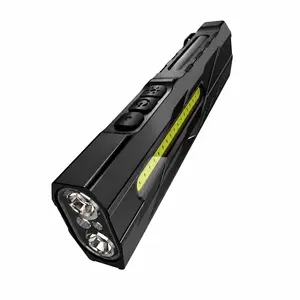 Rechargeable Magnetic Work Light, USB-C Pocket Flashlight with COB Side Light & Laser Pointer, Compact EDC Light for Mechanics, Garage, Camping & Emergency Use