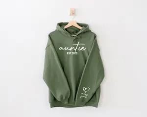 Personalized Auntie Sweatshirt With Kids Name On Sleeve, Mothers Day Hoodie, Custom Est Date Aunt Hoodie, Auntie Sweatshirt, Gift For Auntie