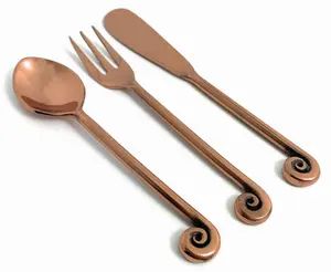 Vibhsa Breakfast Flatware Set of 18 Pieces (Treble Note, Copper)