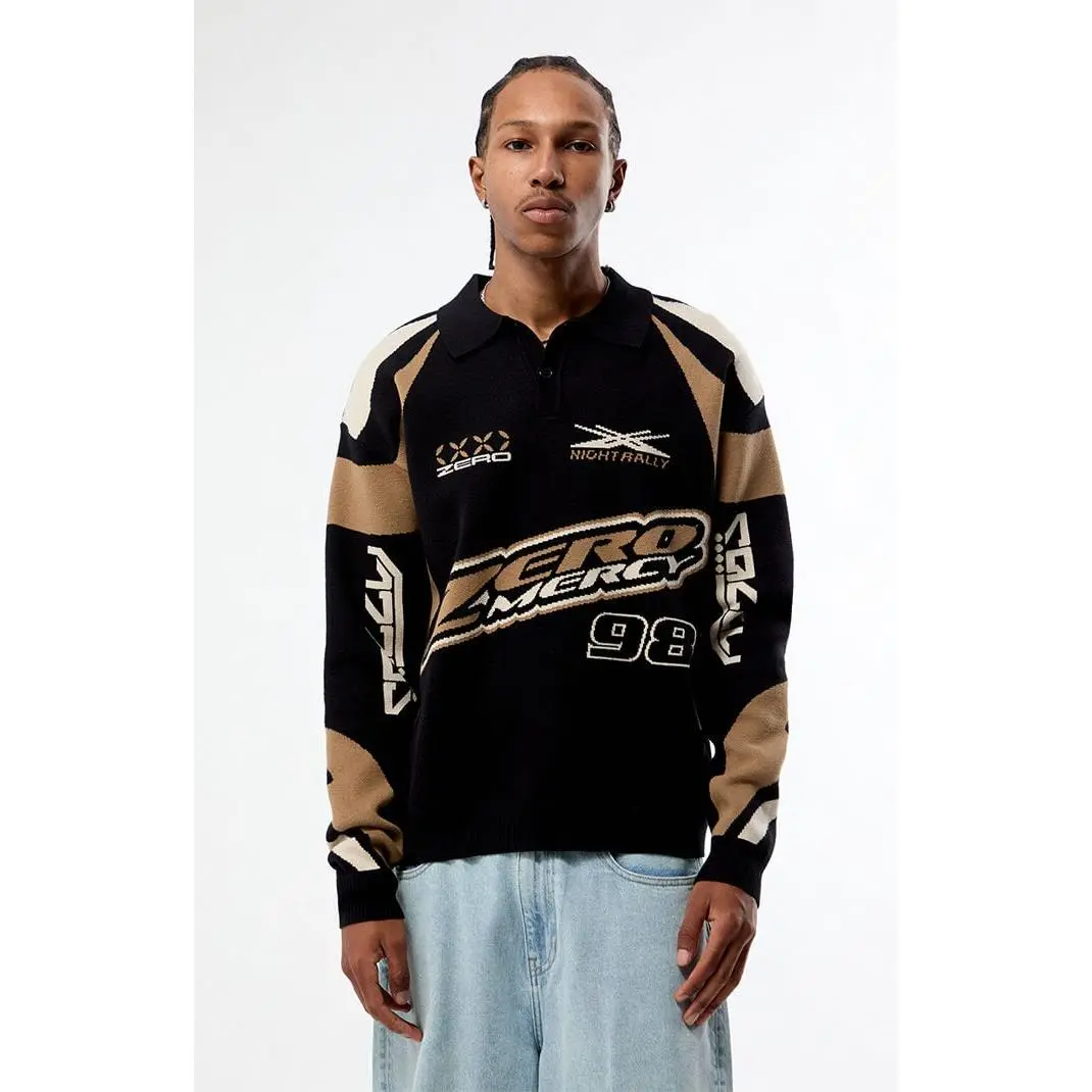 Pacsun Men's Zero Mercy Knit Polo Sweater Pacsun Men's Zero Mercy Knit Polo Sweater