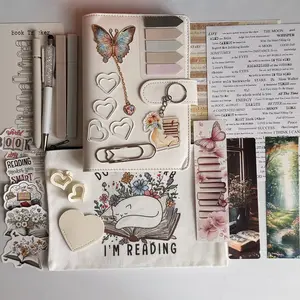 White Bookish Bundle, Gift For Book Lover, Mom, Sister, Daughter, Stationery, Notebook, Bookmark