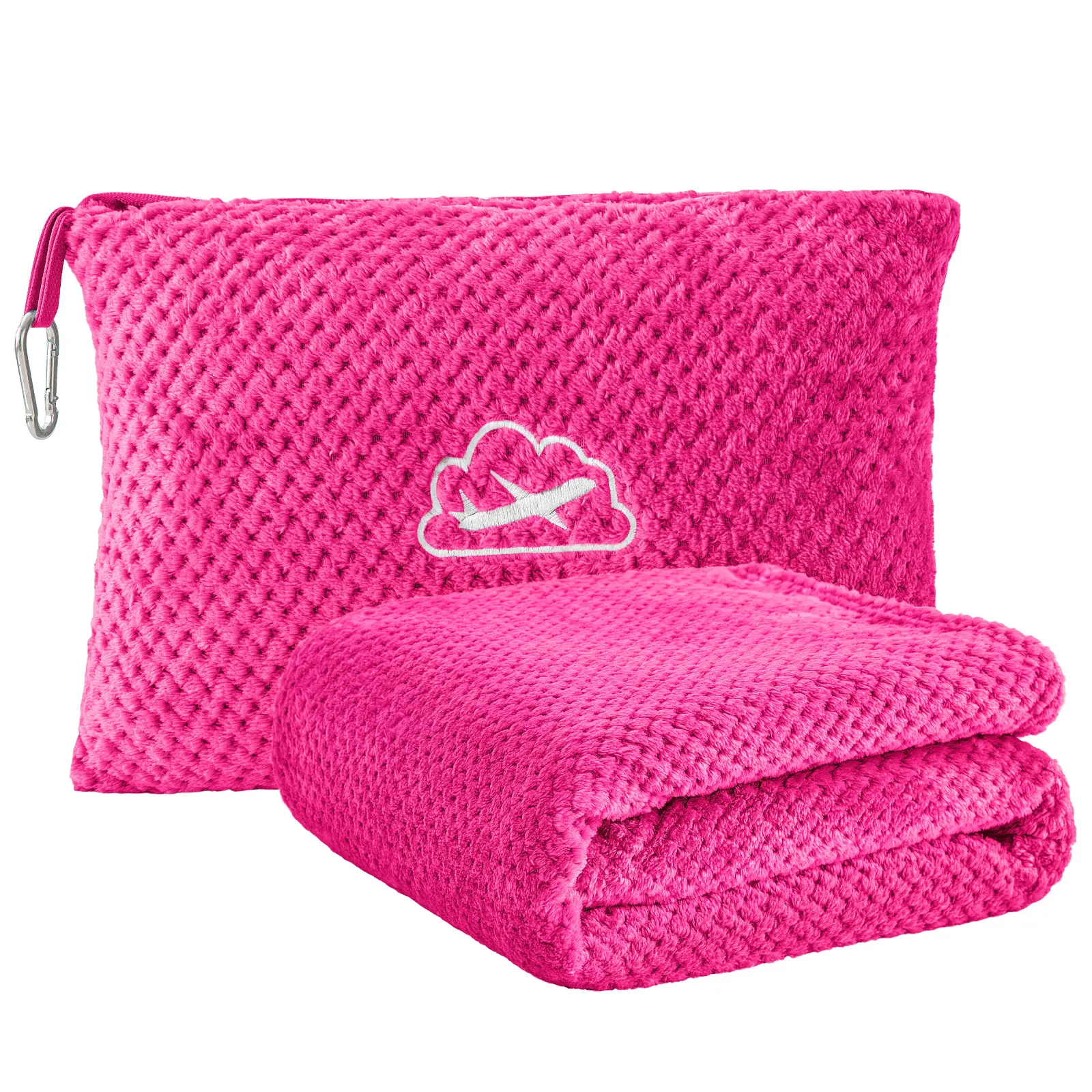 BEDELITE Travel Blanket Airplane Compact with Bag, Portable and Packable 2 in 1 Jacquard Travel Pillow and Blanket Set, Airplane Blanket Travel Essentials with Luggage Sleeve & Backpack Clip