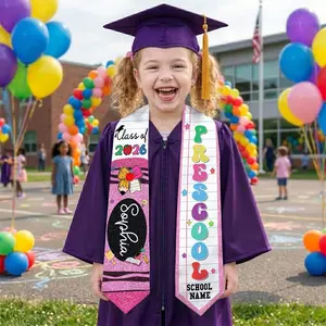 Personalized Kid Graduation Sash , Cute Kindergarten Stole Custom Name, Preschool Grad Gift, Class of 2026 Girl Sash, Girl Graduate Sash