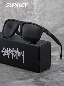 SUPKLEY New Square Sporty Polarized Sunglasses With Ultra Light And Comfortable Tac Lenses, Grid Pattern Foot Wire Design, Metal Decorative Sheet With Brand Packaging