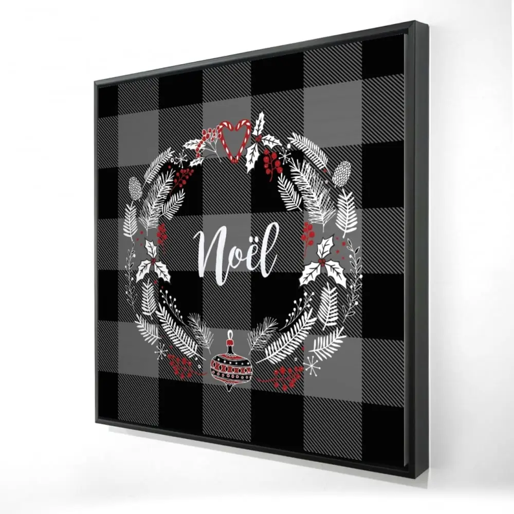 Begin Home Decor 2081-2424-HO1 24 x 24 in. Christmas Wreath Canvas - Gray Kitchen Holiday Home Decor