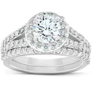 2 Ct Diamond Multi Row Engagement Wedding Ring 14k White Gold Lab Grown