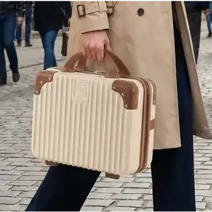 Portable hard shell corner storage system portable storage small retro style cosmetic case Makeup Storage Bag | Multi-zone protection storage | Travel/Daily general