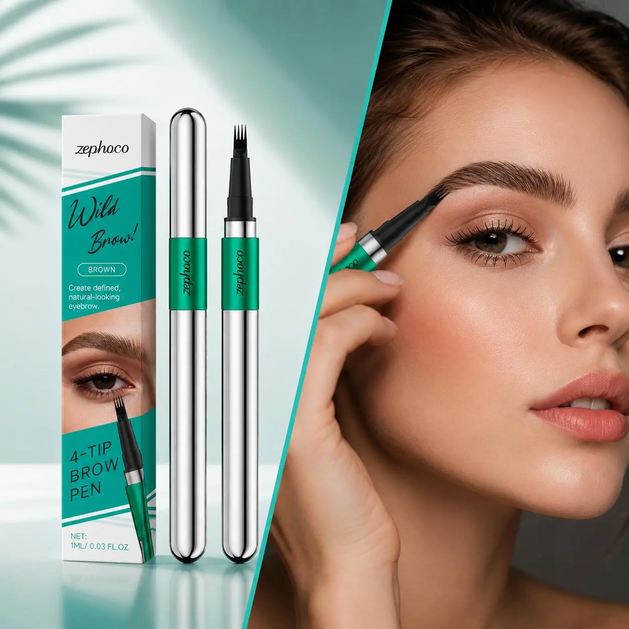 4-Tip Microblading Eyebrow Pencil - Waterproof, Smudge-Proof, Long-Lasting, Lightweight, Smooth, Film Polymer Formula for Beginners & All Skin Types, Precise Tip, Brow Enhancing, Long Wear, Sparse Brows Cosmetic Makeup Stick