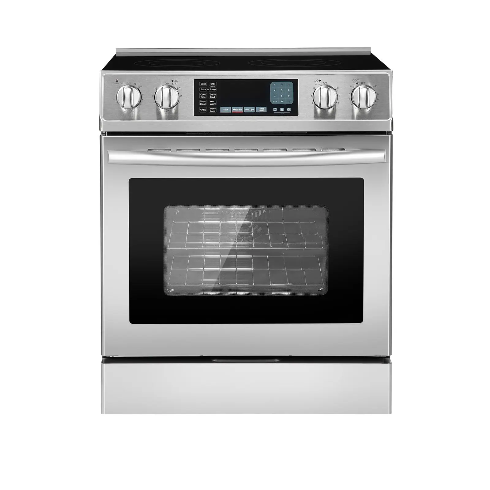 VEVOR 30 in Electric Range Oven, 4.8 Cu. Ft. Capacity Compact Freestanding Oven, Stainless Steel Kitchen Stove, with 5 Burners, Timer, Self-Cleaning, Easy Reach Racks, Storage Drawer(No Power Cord)