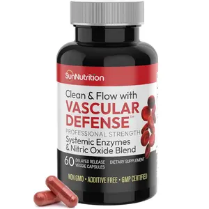 Vascular Defense Nitric Oxide Support Supplement with Nattokinase, Lumbrokinase, Serrapeptase & Bromelain | Beet Root, Garlic & Citrus Bergamot Enzyme Blend | Cardiovascular Support | 60 Capsules