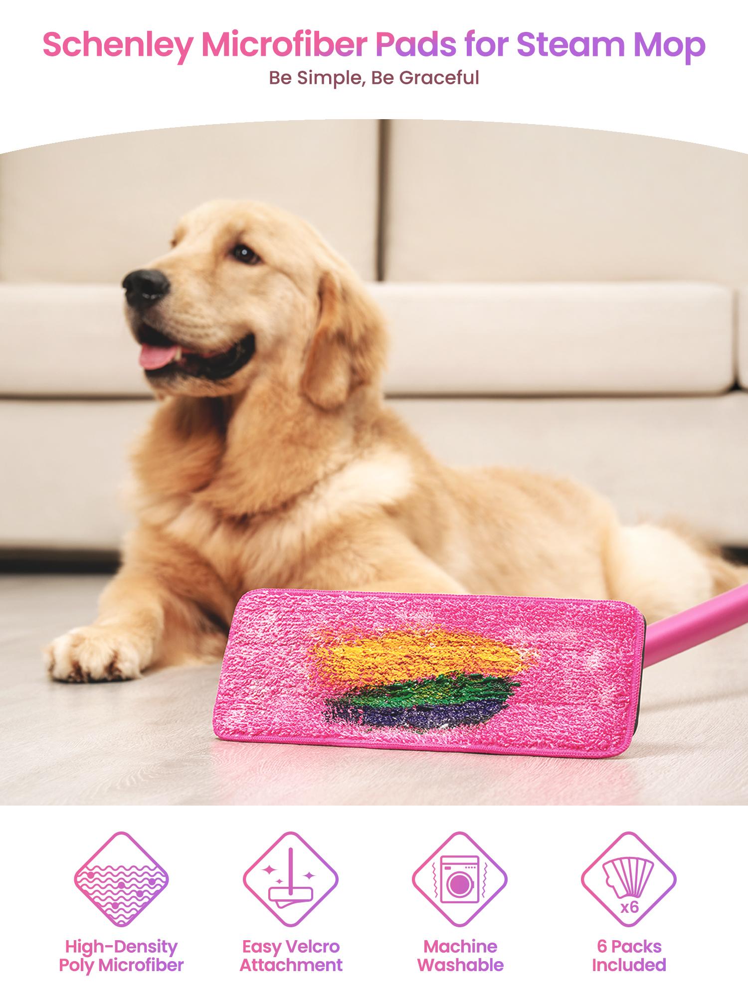 Schenley 6-Pack Microfiber Pads for Hestia Steam Mop Cleaner, Washable and Reusable Replacement Mop Pads, Accessories Compatible Schenley Steam Mop, Household Items Pink, Cleaning