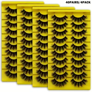 wavy lashes Russian Style 3D Curled False Eyelashes 20 Pairs 8-15mm Thick Wavy Lashes for Natural Volume Length Flawless Finish Makeup Cosmetic 35  mm  eyelashes
