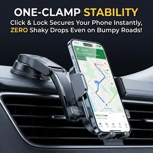 360° Rotating Magnetic Car Phone Holder for Dashboard & Windshield, Compatible with iPhone Samsung Android - Black